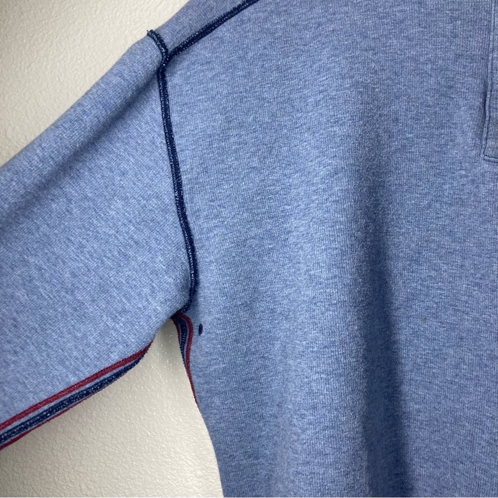 Tommy Bahama Mens Sweater Large Blue Half-Zip Red Stripes Cotton - Picture 7 of 13